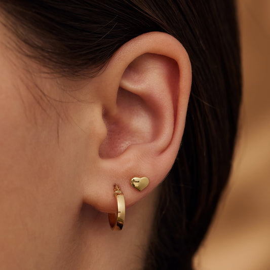 Della Spiga Giulietta 9 karat gold ear studs with heart - Beloro jewels